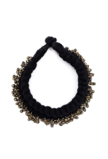 Women onyx black tribal anklet
